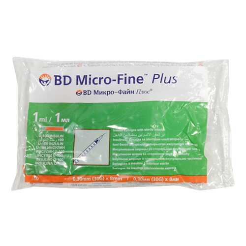 Шприц инсулиновый BD Micro-Fine Plus 1 мл 0,3 х 8 мм 10 шт. в Аптека от склада