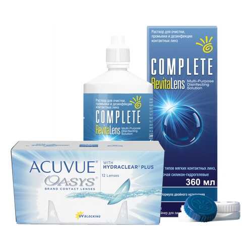 Контактные линзы Acuvue Oasys 12 линз R 8.4 -3.00 + Раствор Complete RevitaLens 360 мл в Аптека от склада